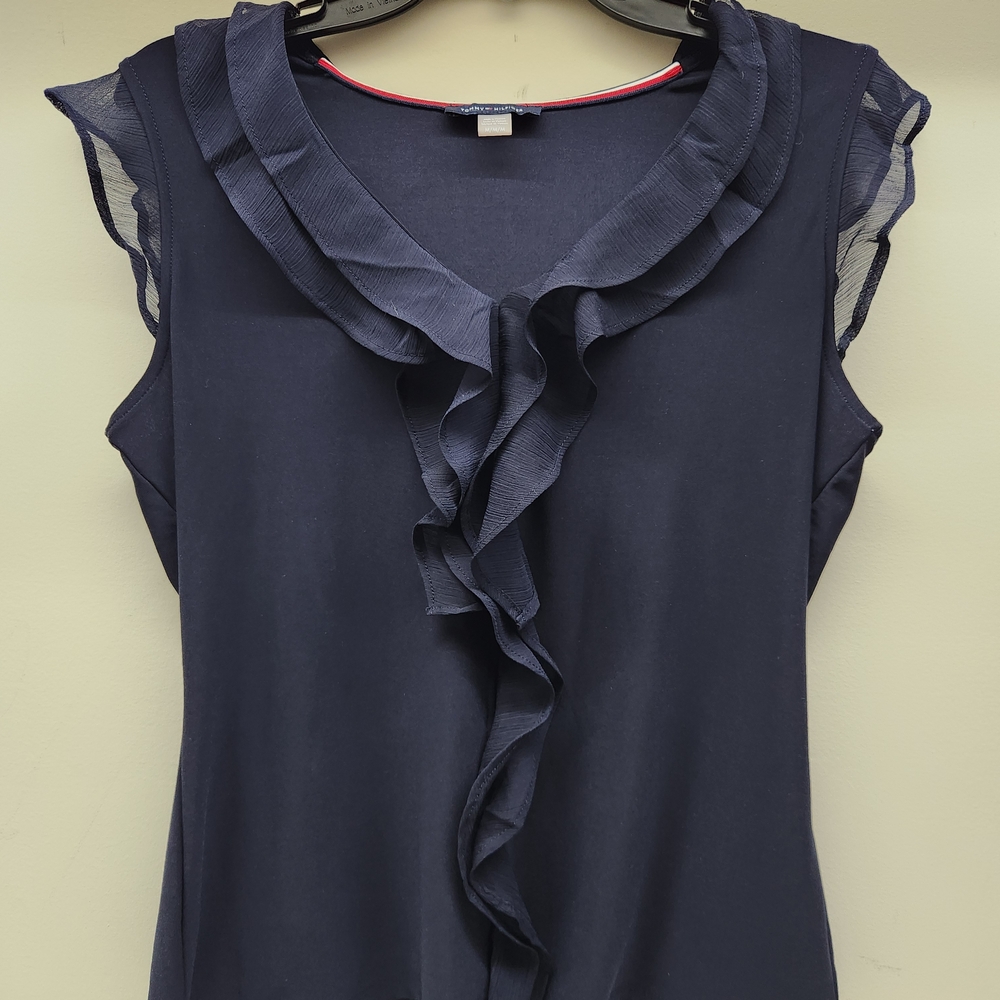 Tommy Hilfiger Navy Ruffle Front Sleeveless Camisole